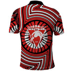 Sydney Swans Polo Shirt Indigenous Monochrome Dot Art Mascot Style