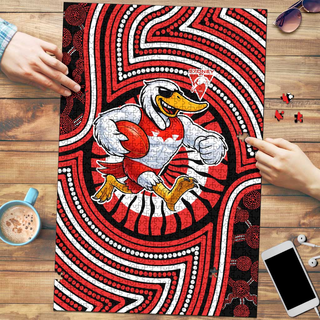 Sydney Swans Puzzle Indigenous Monochrome Dot Art Mascot Style