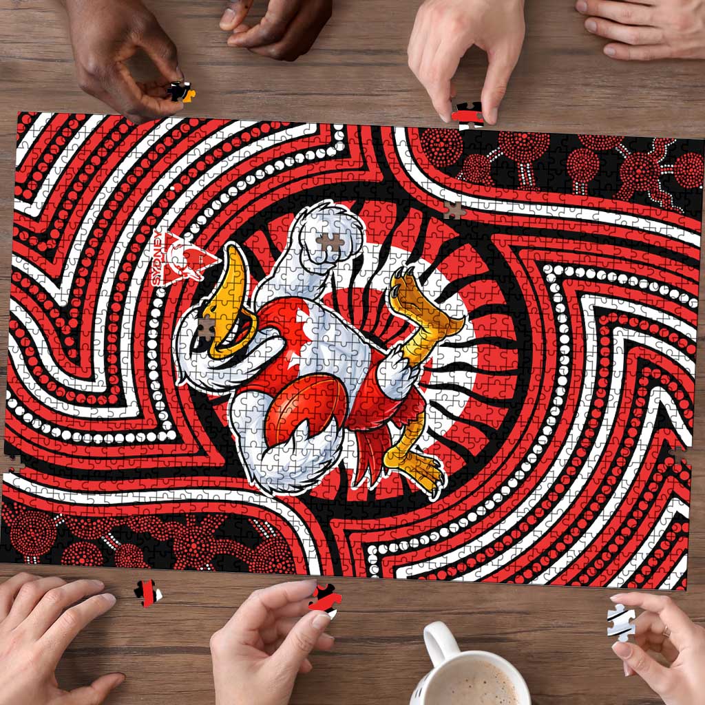 Sydney Swans Puzzle Indigenous Monochrome Dot Art Mascot Style