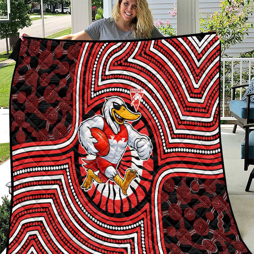 Sydney Swans Quilt Indigenous Monochrome Dot Art Mascot Style