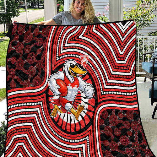 Sydney Swans Quilt Indigenous Monochrome Dot Art Mascot Style