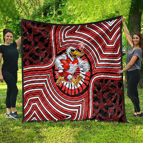 Sydney Swans Quilt Indigenous Monochrome Dot Art Mascot Style