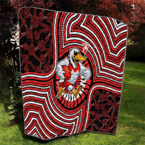 Sydney Swans Quilt Indigenous Monochrome Dot Art Mascot Style