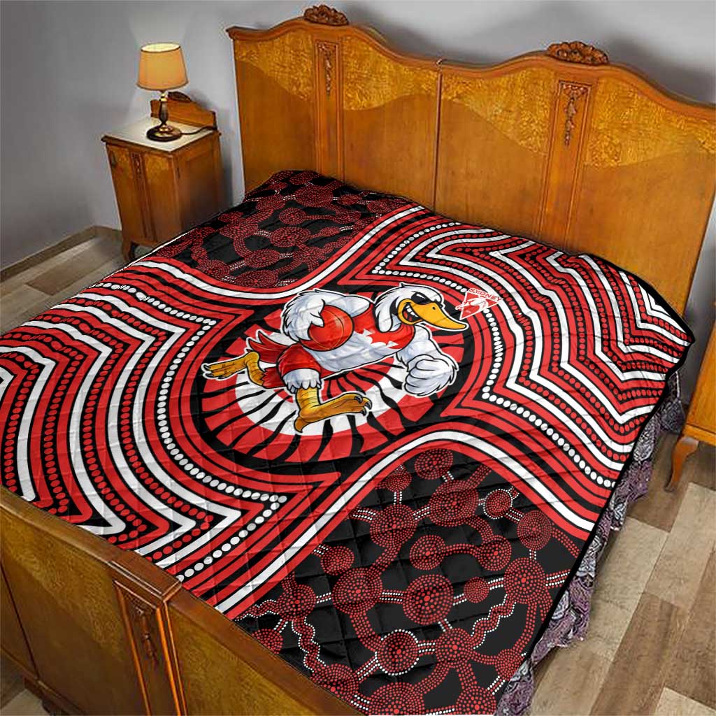 Sydney Swans Quilt Indigenous Monochrome Dot Art Mascot Style