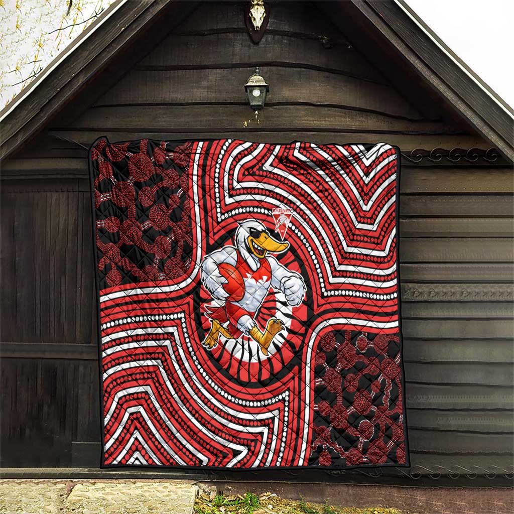Sydney Swans Quilt Indigenous Monochrome Dot Art Mascot Style
