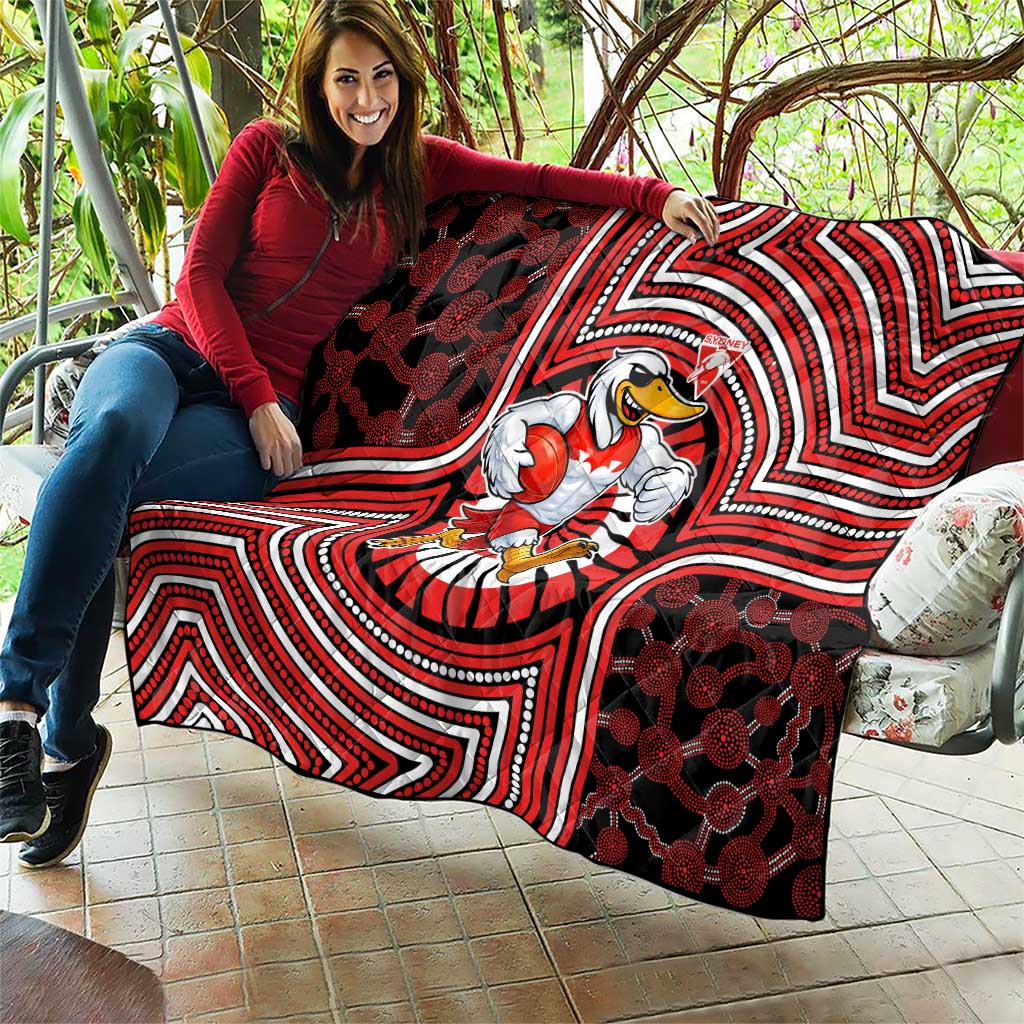 Sydney Swans Quilt Indigenous Monochrome Dot Art Mascot Style