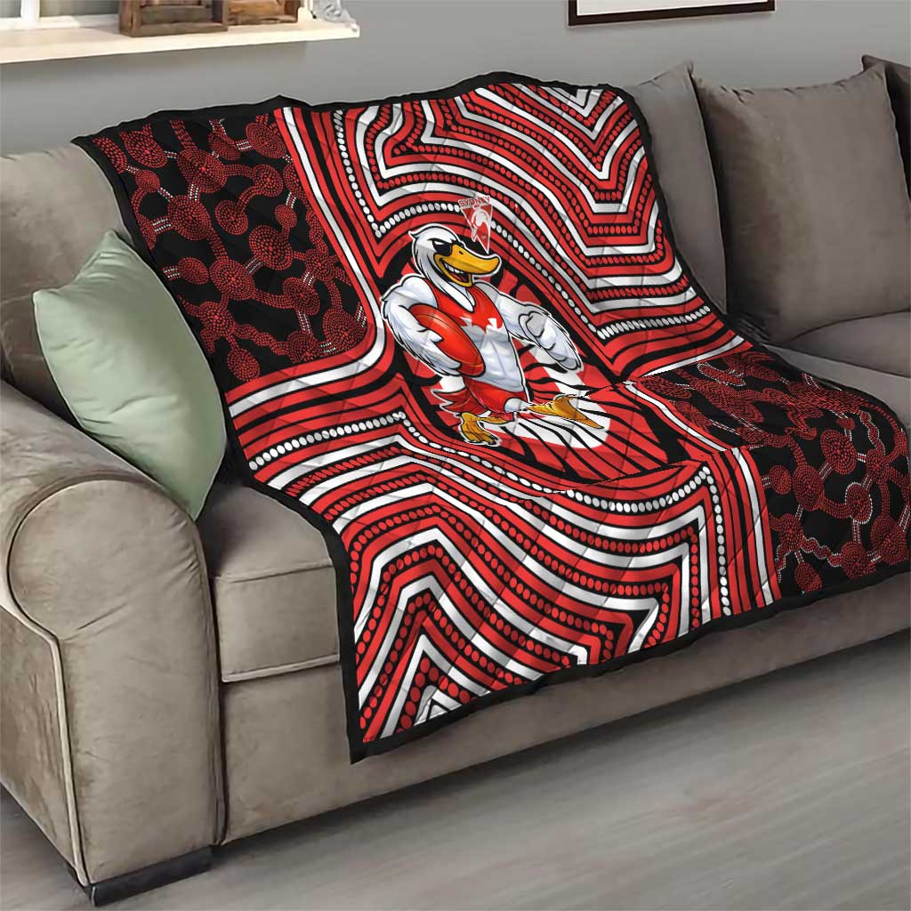 Sydney Swans Quilt Indigenous Monochrome Dot Art Mascot Style