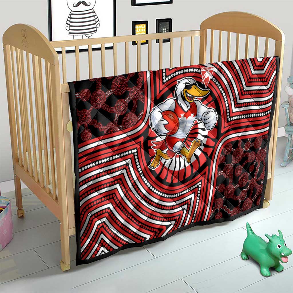 Sydney Swans Quilt Indigenous Monochrome Dot Art Mascot Style