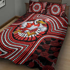 Sydney Swans Quilt Bed Set Indigenous Monochrome Dot Art Mascot Style