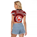 Sydney Swans Raglan Cropped T Shirt Indigenous Monochrome Dot Art Mascot Style
