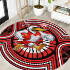 Sydney Swans Round Carpet Indigenous Monochrome Dot Art Mascot Style