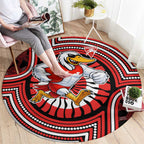 Sydney Swans Round Carpet Indigenous Monochrome Dot Art Mascot Style