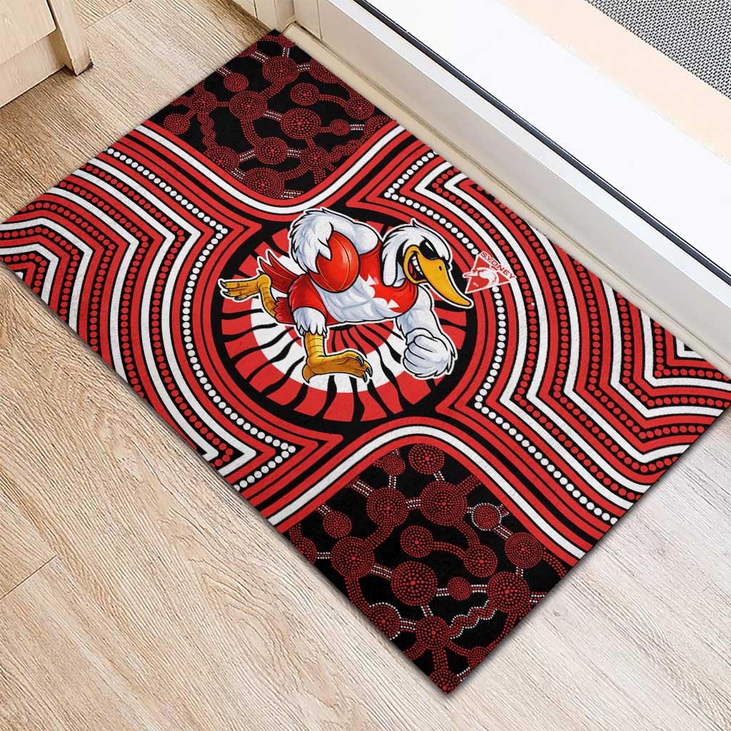 Sydney Swans Rubber Doormat Indigenous Monochrome Dot Art Mascot Style