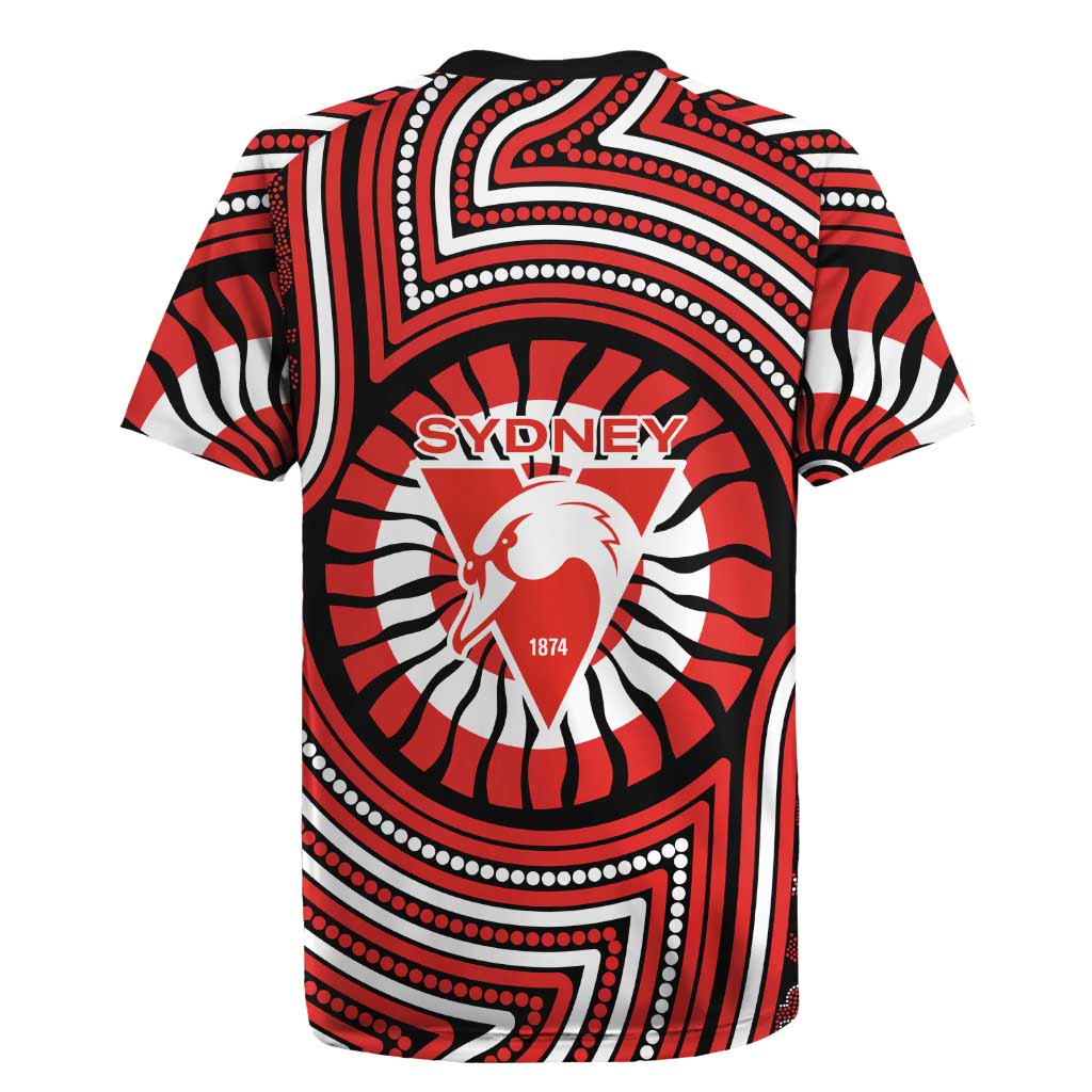 Sydney Swans Rugby Jersey Indigenous Monochrome Dot Art Mascot Style