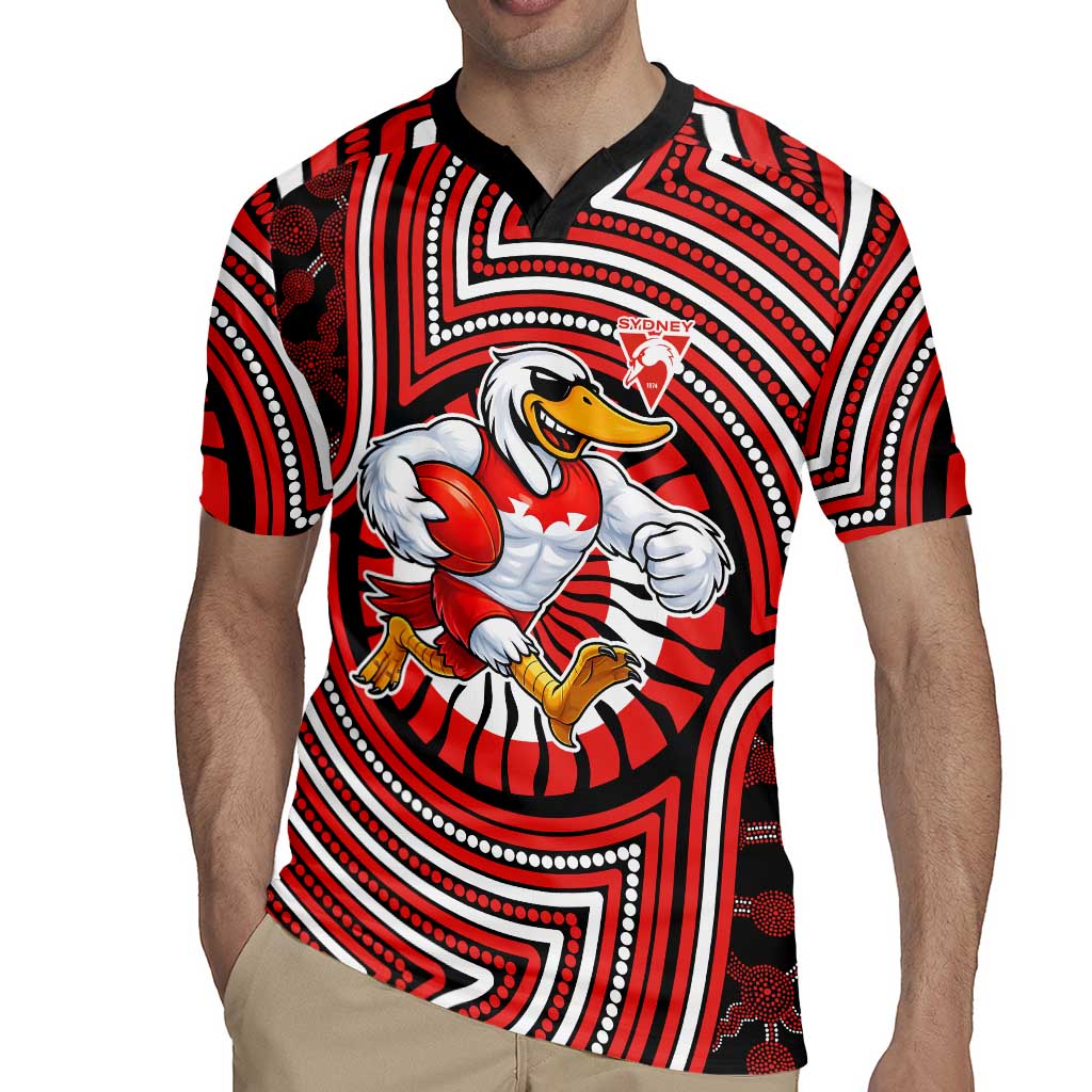 Sydney Swans Rugby Jersey Indigenous Monochrome Dot Art Mascot Style