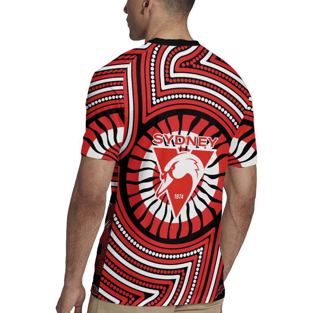 Sydney Swans Rugby Jersey Indigenous Monochrome Dot Art Mascot Style