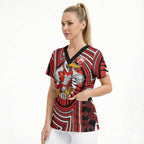Sydney Swans Scrub Top Indigenous Monochrome Dot Art Mascot Style