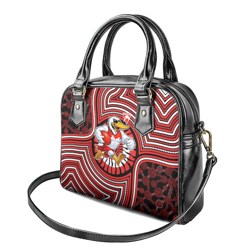 Sydney Swans Shoulder Handbag Indigenous Monochrome Dot Art Mascot Style