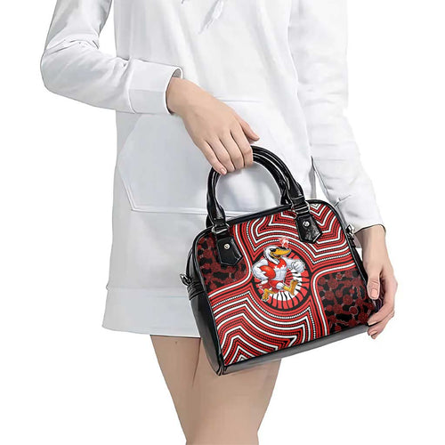 Sydney Swans Shoulder Handbag Indigenous Monochrome Dot Art Mascot Style