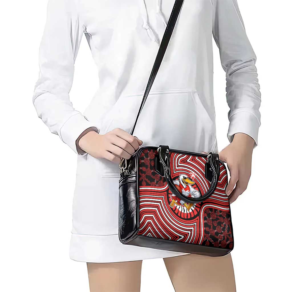 Sydney Swans Shoulder Handbag Indigenous Monochrome Dot Art Mascot Style