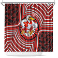 Sydney Swans Shower Curtain Indigenous Monochrome Dot Art Mascot Style