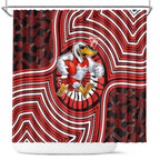 Sydney Swans Shower Curtain Indigenous Monochrome Dot Art Mascot Style