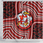 Sydney Swans Shower Curtain Indigenous Monochrome Dot Art Mascot Style