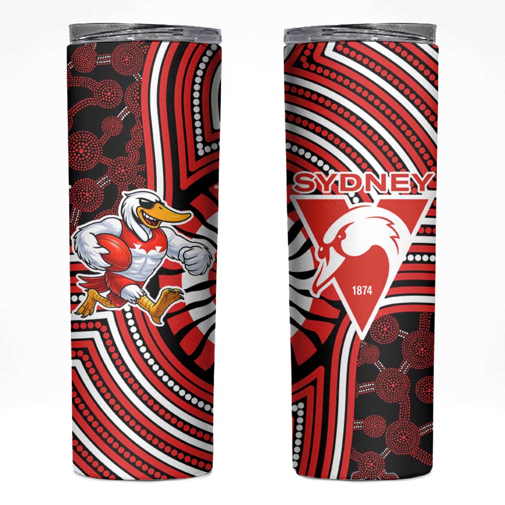 Sydney Swans Skinny Tumbler Indigenous Monochrome Dot Art Mascot Style