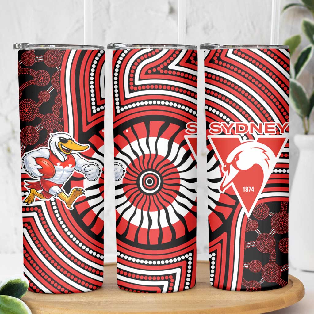 Sydney Swans Skinny Tumbler Indigenous Monochrome Dot Art Mascot Style
