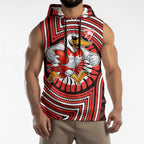 Sydney Swans Sleeveless Hoodie Indigenous Monochrome Dot Art Mascot Style