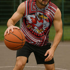 Sydney Swans Sleeveless Hoodie Indigenous Monochrome Dot Art Mascot Style