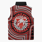 Sydney Swans Sleeveless Puffer Jacket Indigenous Monochrome Dot Art Mascot Style