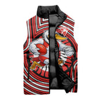 Sydney Swans Sleeveless Puffer Jacket Indigenous Monochrome Dot Art Mascot Style