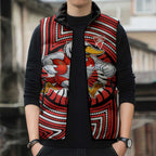 Sydney Swans Sleeveless Puffer Jacket Indigenous Monochrome Dot Art Mascot Style