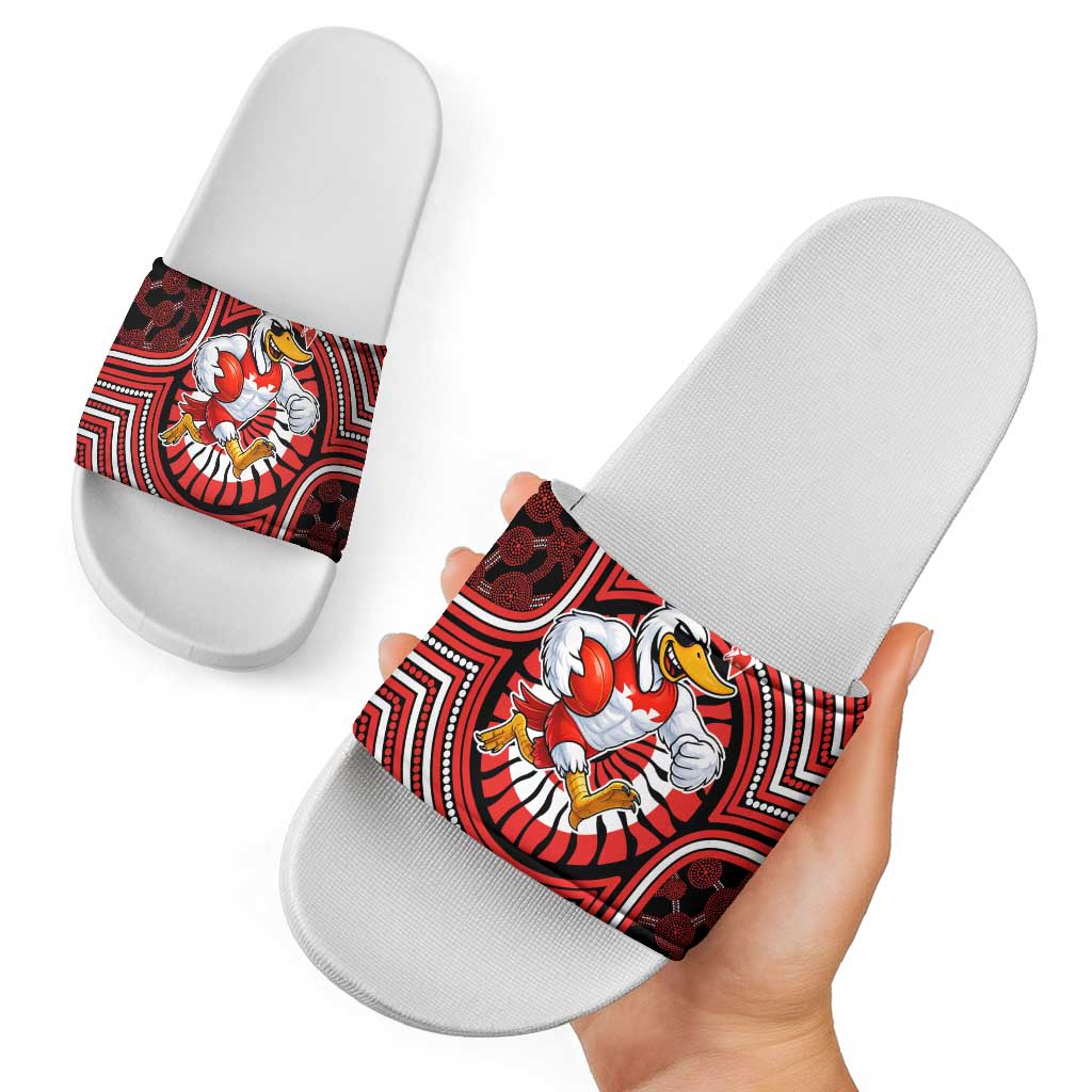 Sydney Swans Slide Sandals Indigenous Monochrome Dot Art Mascot Style