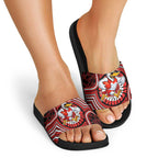 Sydney Swans Slide Sandals Indigenous Monochrome Dot Art Mascot Style