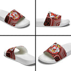 Sydney Swans Slide Sandals Indigenous Monochrome Dot Art Mascot Style