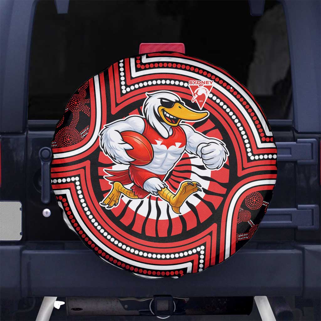 Sydney Swans Spare Tire Cover Indigenous Monochrome Dot Art Mascot Style