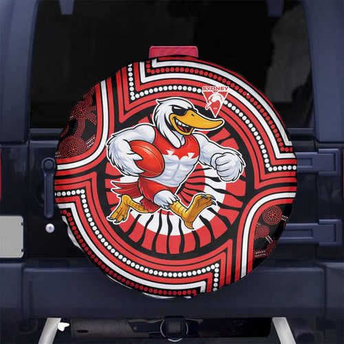 Sydney Swans Spare Tire Cover Indigenous Monochrome Dot Art Mascot Style