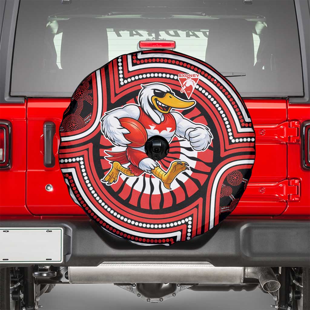 Sydney Swans Spare Tire Cover Indigenous Monochrome Dot Art Mascot Style