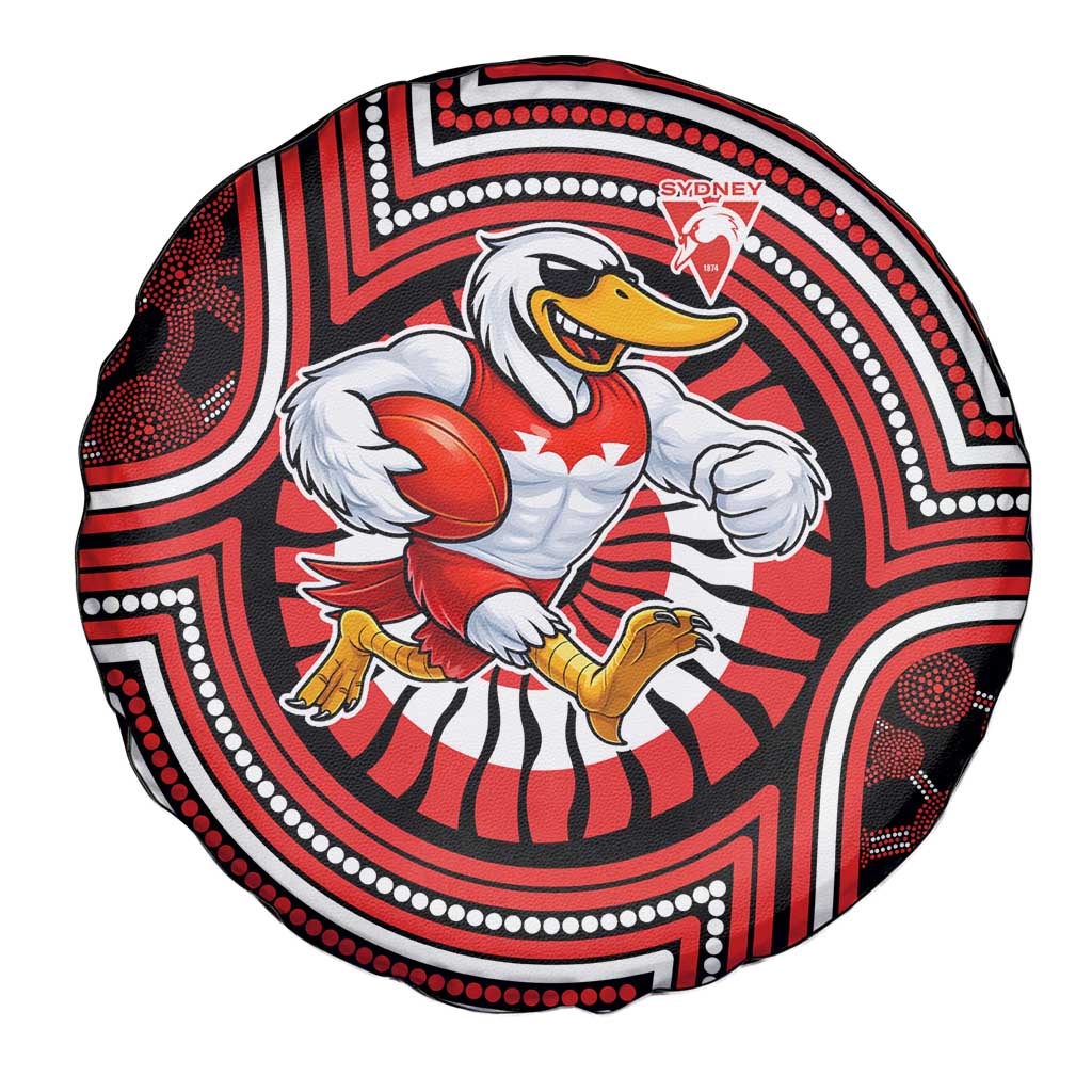 Sydney Swans Spare Tire Cover Indigenous Monochrome Dot Art Mascot Style