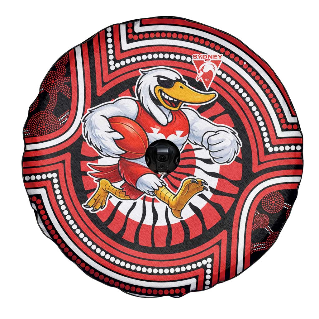Sydney Swans Spare Tire Cover Indigenous Monochrome Dot Art Mascot Style