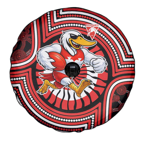 Sydney Swans Spare Tire Cover Indigenous Monochrome Dot Art Mascot Style