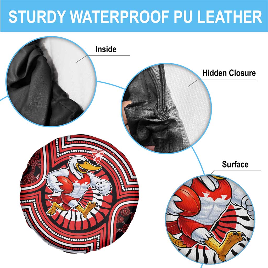 Sydney Swans Spare Tire Cover Indigenous Monochrome Dot Art Mascot Style