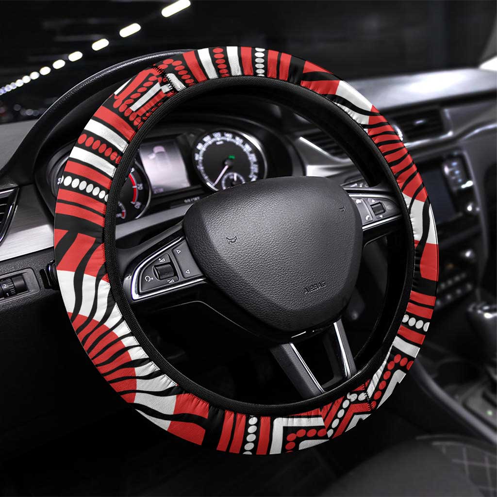 Sydney Swans Steering Wheel Cover Indigenous Monochrome Dot Art Mascot Style
