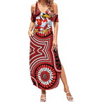 Sydney Swans Summer Maxi Dress Indigenous Monochrome Dot Art Mascot Style