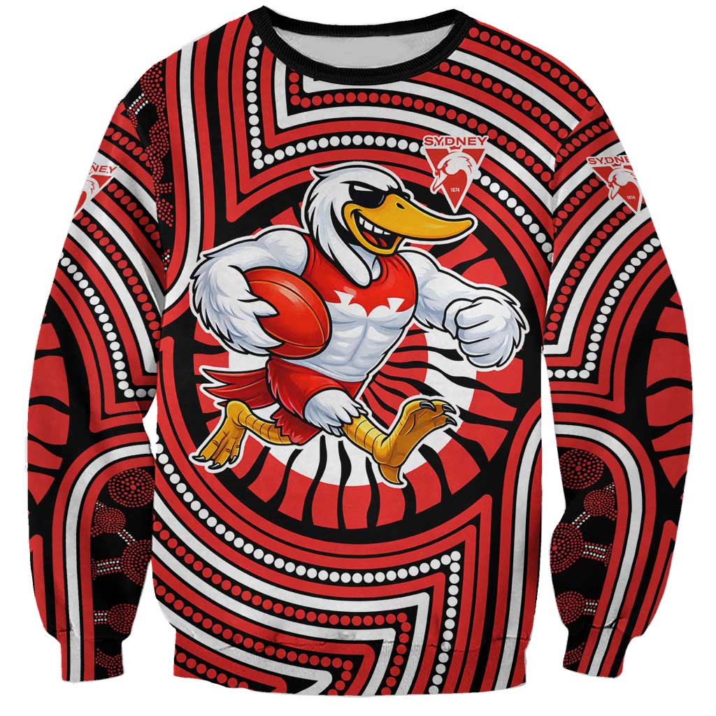 Sydney Swans Sweatshirt Indigenous Monochrome Dot Art Mascot Style