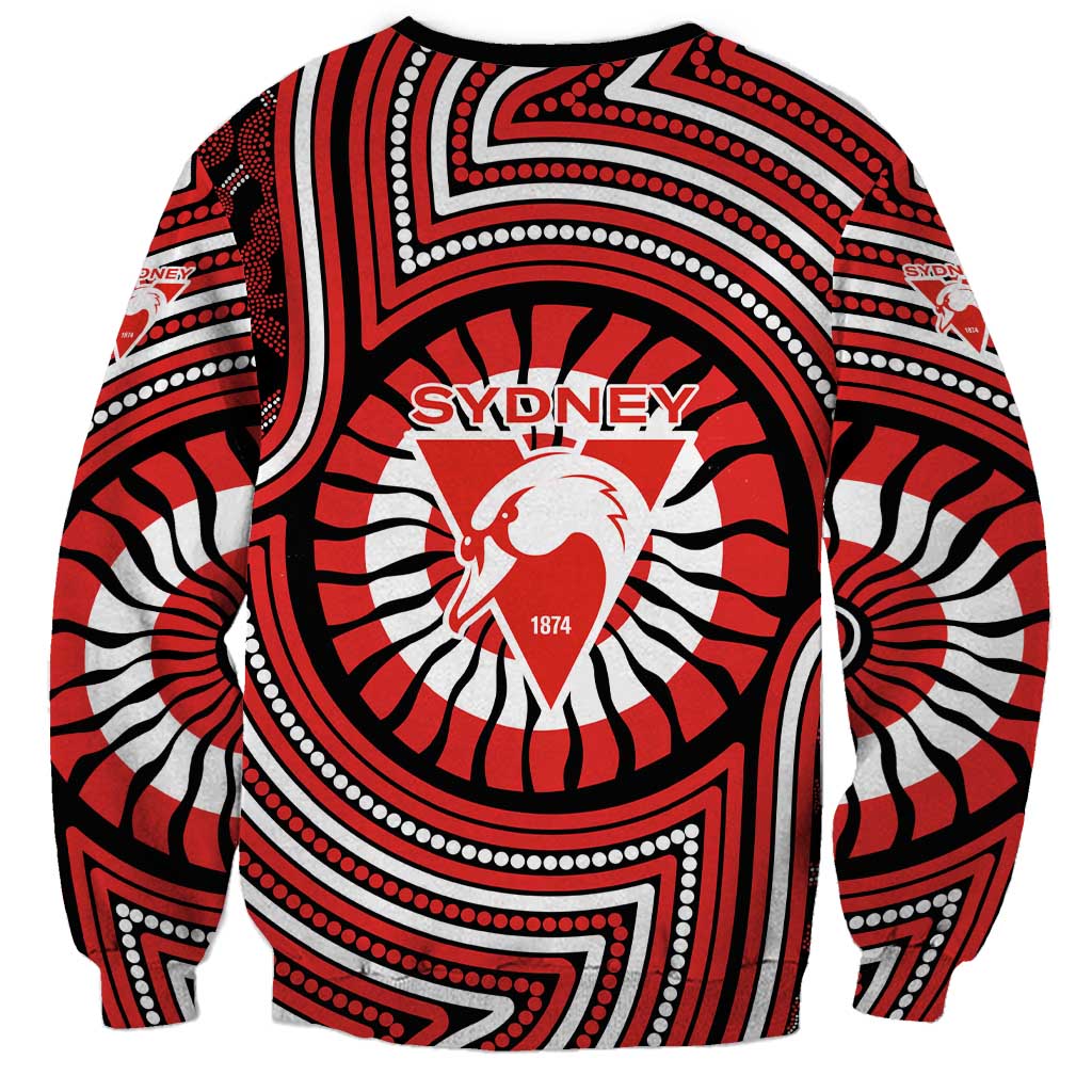 Sydney Swans Sweatshirt Indigenous Monochrome Dot Art Mascot Style