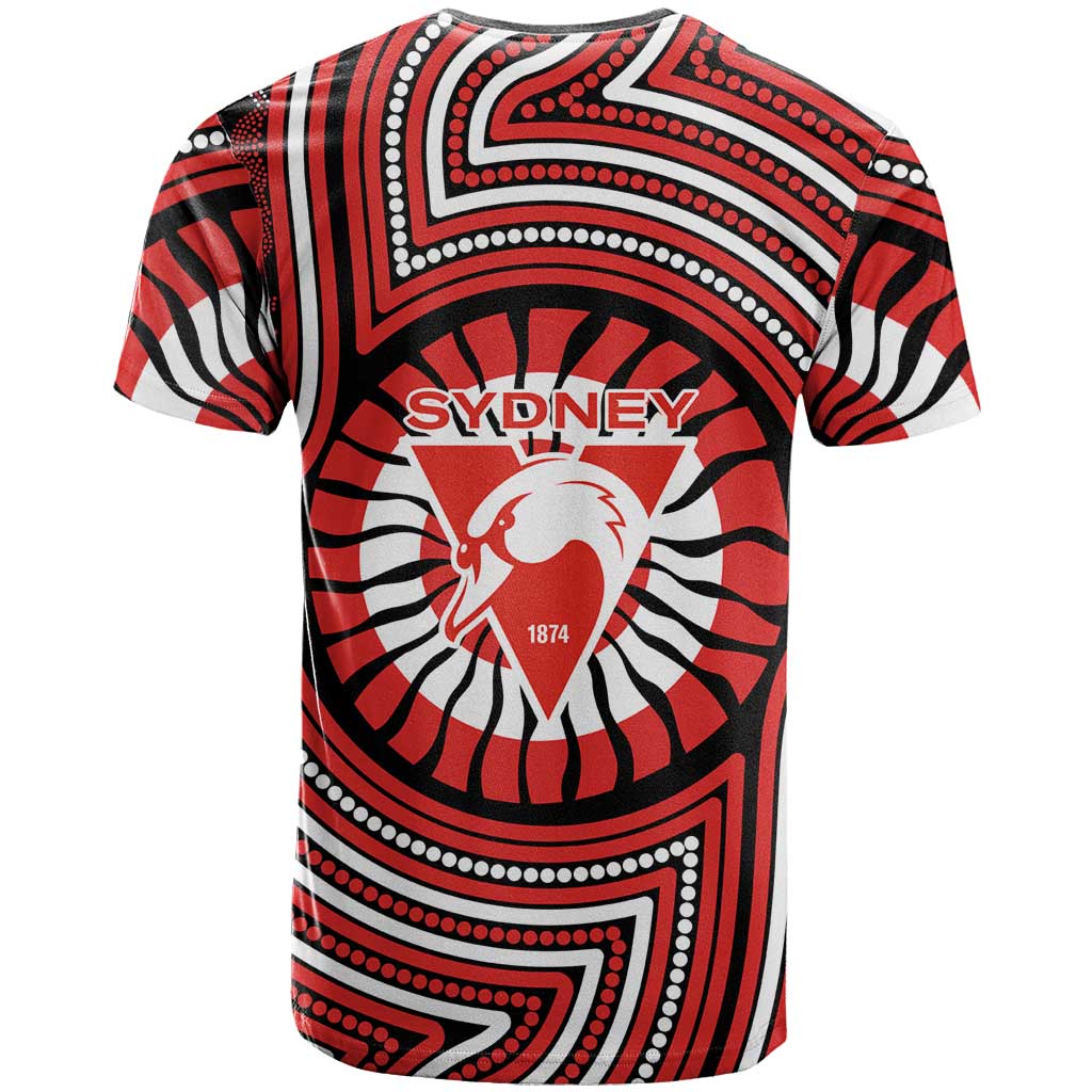 Sydney Swans T Shirt Indigenous Monochrome Dot Art Mascot Style