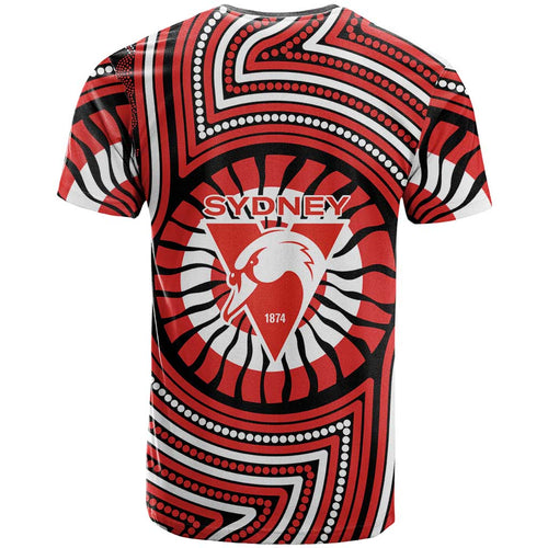 Sydney Swans T Shirt Indigenous Monochrome Dot Art Mascot Style